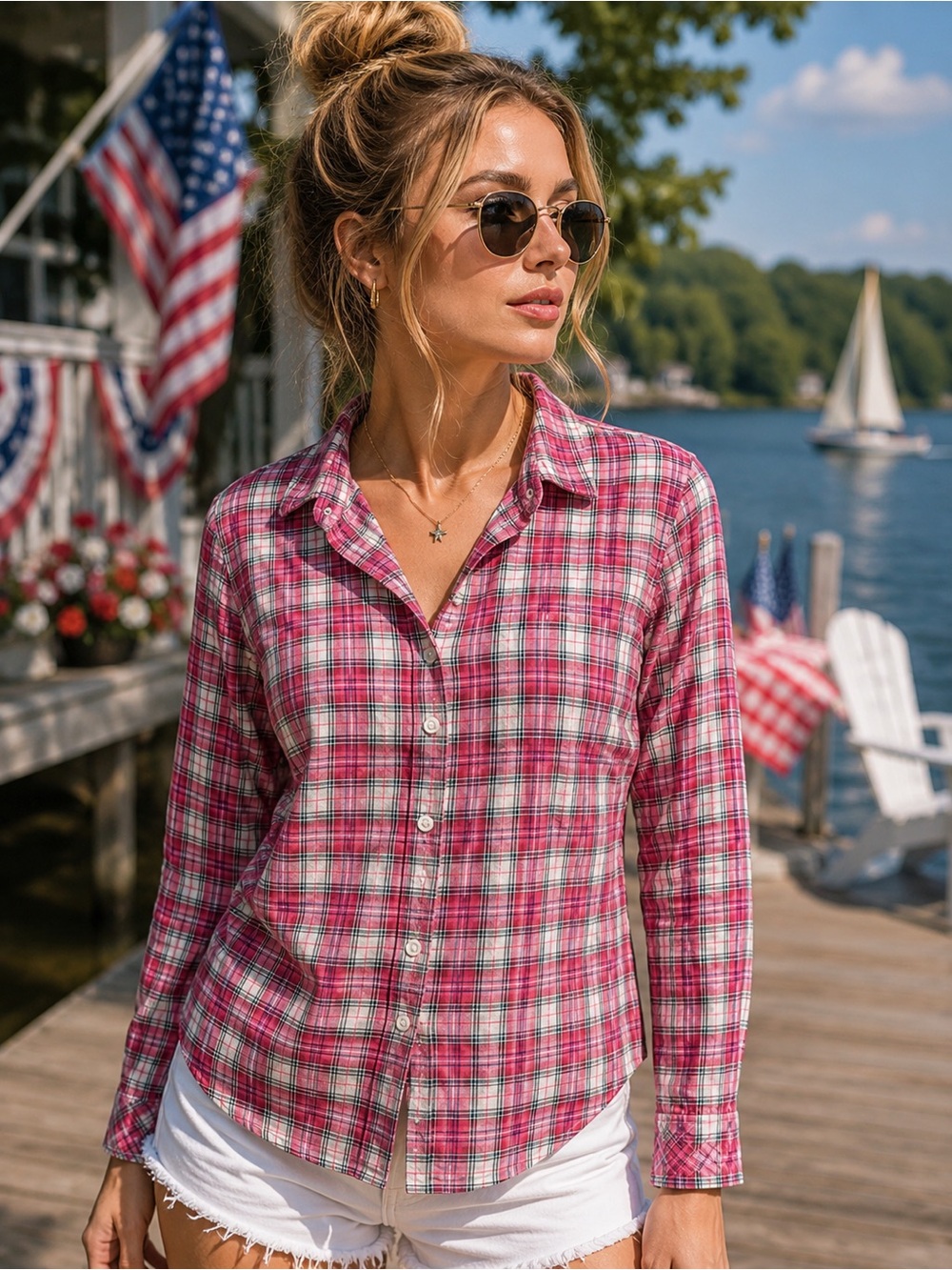 Vineyard Vines Pink Plaid Long-Sleeve Button-Down Shirt
